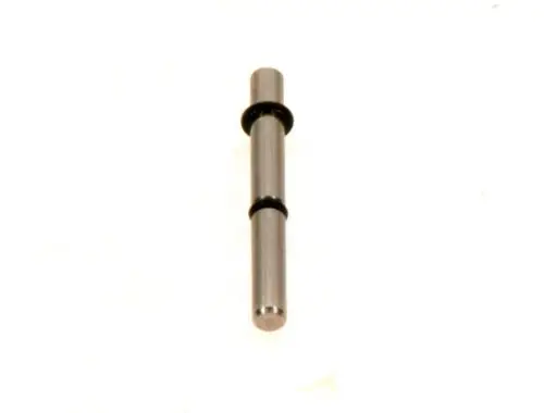 Edelstahl-Ventilstift mit zwei schwarzen Ringen in der Mitte, ausgelegt zur Verwendung in Bosch-Produkten. Klarer, zylindrischer Körper.